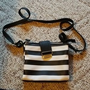 White & Black Striped Handbag